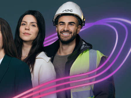 Ein Ausschnitt aus einem sechsteiligen Instagram-Grid. Zu sehen sind zwei Personen, die von einem pink-violetten Visual in Form eines Ringes eingekreist werden.